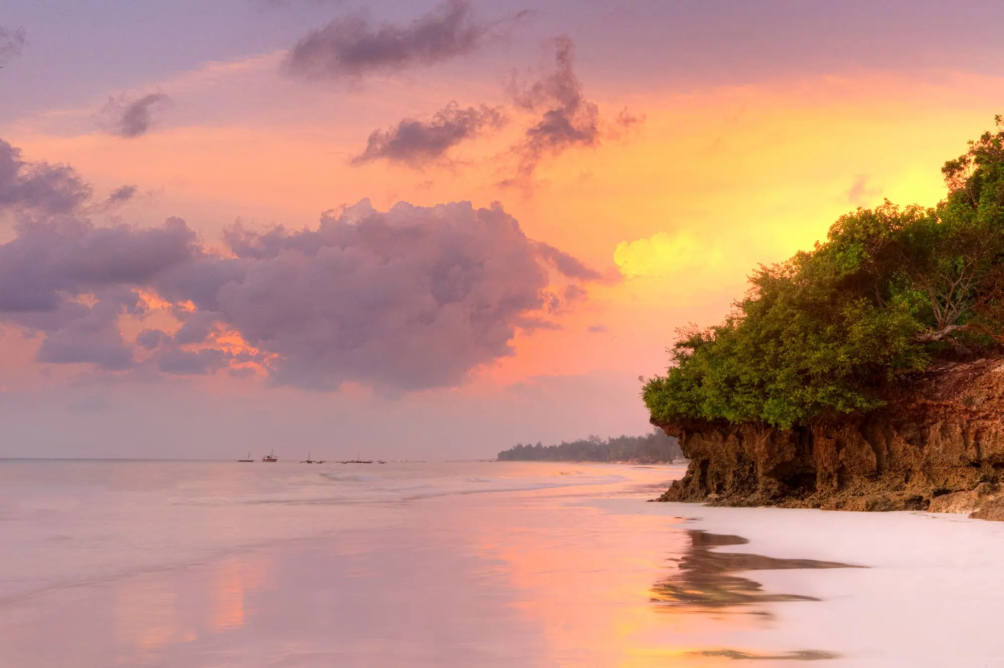 Sunrise over the Indian Ocean at Diani Beach, Kenya